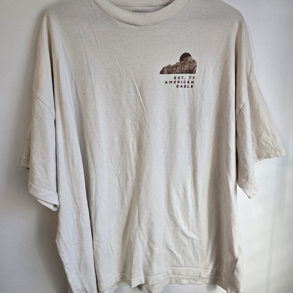 American Eagle Outfitters Cream Men's T-Shirt Oversized Fit Size XXL